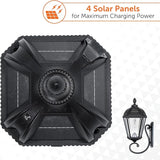 Gama Sonic Solar Outdoor Wall Light, Royal Bulb Exterior Sconce Lamp, Black Cast Aluminum, Clear Beveled Glass | Lumora