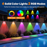 NIORSUN 12 Pack Solar Fence Lights, LED Outdoor Lights, Warm White + RGB, IP45 Waterproof, Black | Lumora