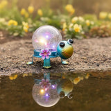 Solar Lights Outdoor Turtle Garden Decor with Crackle Glass Globe Lights - Cute Metal Turtle Statue for Yard Lawn | Lumora