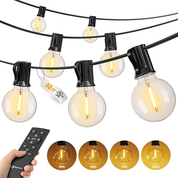 Brightown Outdoor String Lights Patio Lights, 55FT G40 Shatterproof Dimmable Waterproof Connectable LED Christmas | Lumora