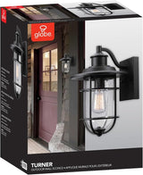 GLOBE Electric 44094 1-Light Outdoor/Indoor Wall Sconce, Black Finish, Seeded Glass Shade, Coastal Modern Design | Lumora