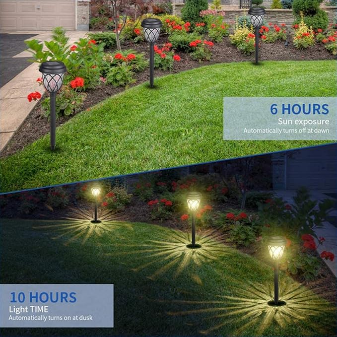 GLEAVI 6pcs Waterproof Solar Garden Path Lights Warm White LED Outdoor Yard Lawn Lighting for Patio Landscape with | Lumora