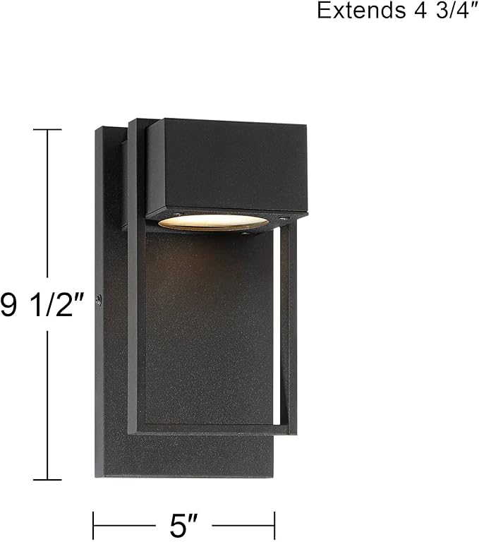Possini Euro Design Pavel Modern Sconce Outdoor Wall Light Fixture LED Textured Black Metal 9 1/2" Crystal | Lumora