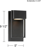 Possini Euro Design Pavel Modern Sconce Outdoor Wall Light Fixture LED Textured Black Metal 9 1/2" Crystal | Lumora