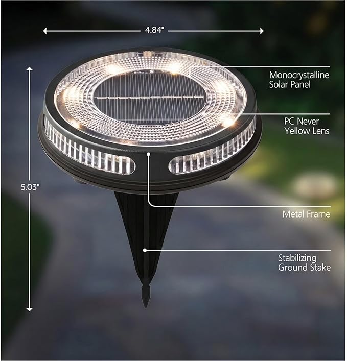 Member Marks Solar Disc Lights (5-Pack) - Ultra-Bright 30 Lumens Outdoor Garden Lights - Warm White & Color | Lumora