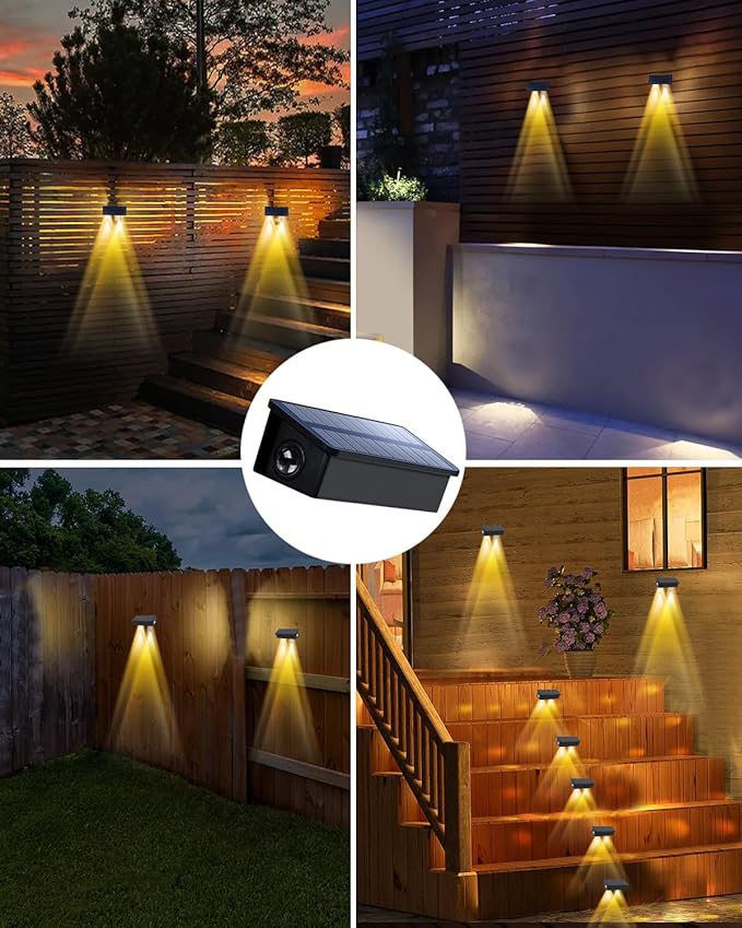 Solar Fence Lights Outdoor Waterproof LED Spot Lens for Step, Wall, Deck, Patio, Yard, Rail, Garage, Pool, Stair, Walkway, Garden Landscaping Enhanced Security Easy Install Warm White 12 pack