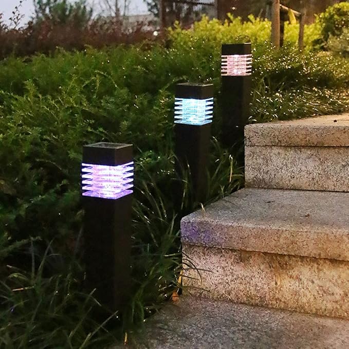 Solar Lights Outdoor 4 Pack Square Solar Pathway Lights Outdoor Waterproof LED Landscape Garden Lights Solar Powered Outdoor Lights Solar Garden Lights for Pathway Walkway Yard