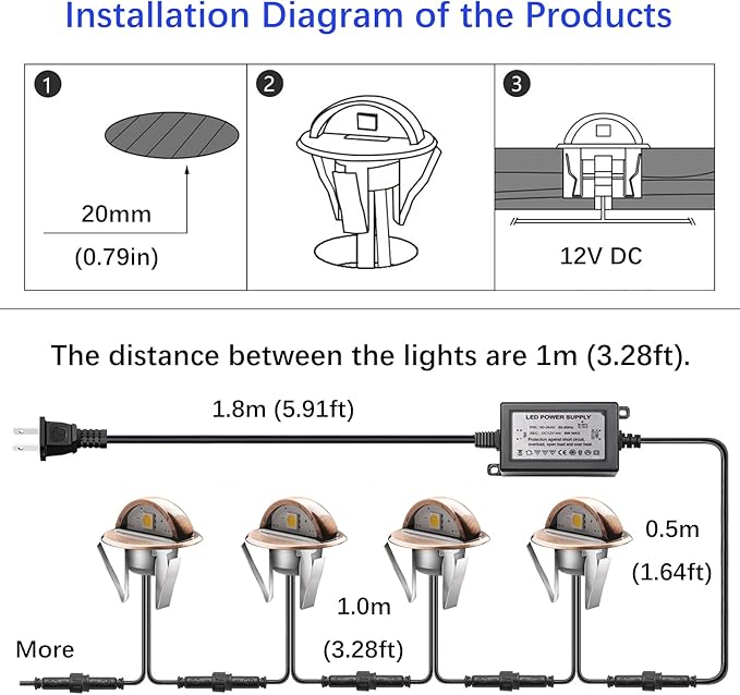 Low Voltage LED Deck Lighting Kits with Transformer, 10 Pack IP65 Waterproof Outdoor Recessed Wall Patio Stairs Step Garden Yard Decorations Landscape Lights (Warm White, Bronze)