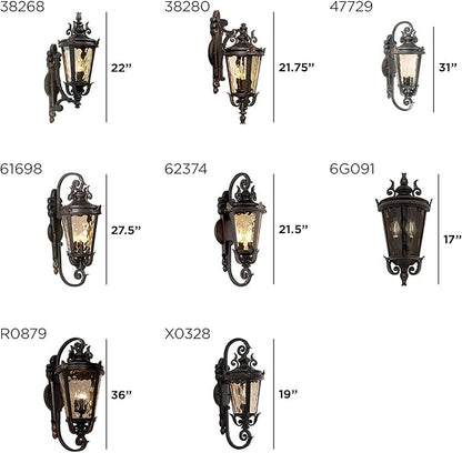 John Timberland Casa Marseille Vintage Outdoor Wall Light Fixture Veranda Bronze 17" Champagne Hammered Glass for Exterior House Porch Patio Outside Deck Garage Yard Front Door Garden Home