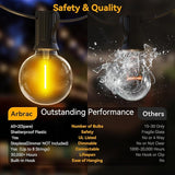 100ft Outdoor String Lights Waterproof/Connectable/Dimmable with 62 LED Shatterproof Bulbs UL Listed, G40 Globe | Lumora