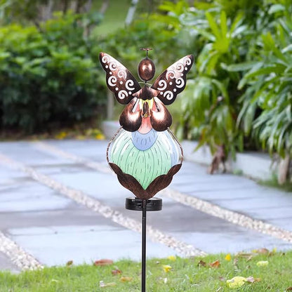 HUYIENO Solar Angel Garden Stake Lights 38inch Colored-Painted Outdoor Waterproof Memorial Garden Decor 2 Lighting Modes Cemetery Decorations for Grave for Remembrance Gifts & Sympathy Gifts Dress