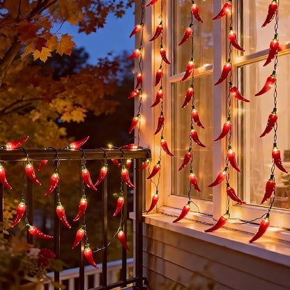 LUCKY SHINE 35 Red Pepper Decorative Lighting String, Commercial Grade LED Chili String Lights 18 FT, for Christmas, Easter, Kitchen, Garden, Patio, Living Room.