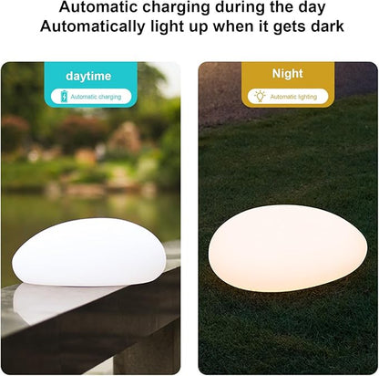 Solar Lights, Pebbles, Outdoor Waterproof Landscape Night Lights for Garden Paths, Stairs, Lawns, Patios, Yard Party Decorations, 2 Pack (White Light)