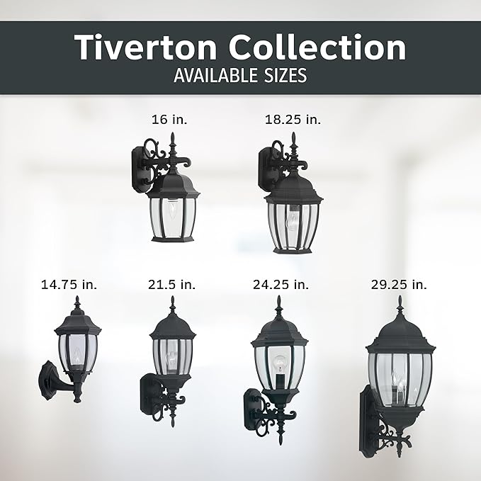 Designers Fountain Tiverton Outdoor Light Fixture, 24.25 Inch Exterior Wall Lantern Sconce for Front Door, Patio | Lumora