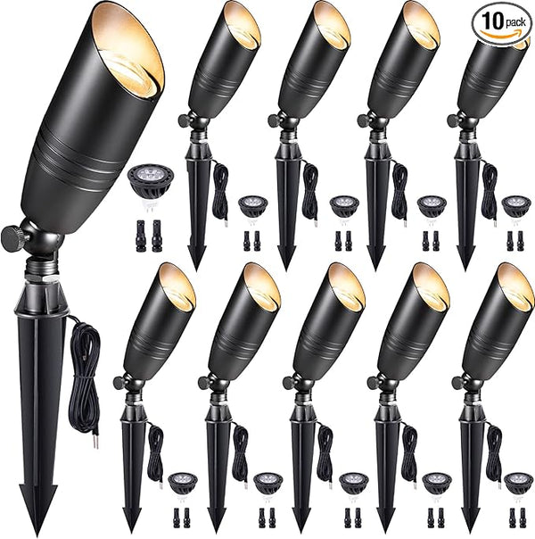 Gardenreet Low Voltage Spotlight LED - 12V Black Outdoor Light Fixture Weather Proof, Brass Landscape Lights | Lumora