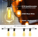100FT LED Outdoor String Lights with 50+3 Shatterproof Bulbs(Gourd Shape), IP44 Waterproof, Commercial Grade Patio | Lumora
