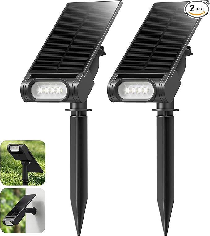EZVALO Solar Spot Lights Outdoor IP67 Waterproof, Adjustable Solar Landscape Lights, 3 Lighting Modes Solar | Lumora