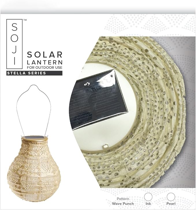 Allsop Soji Stella - Bulb - 8" Outdoor Solar Lantern - Pearl