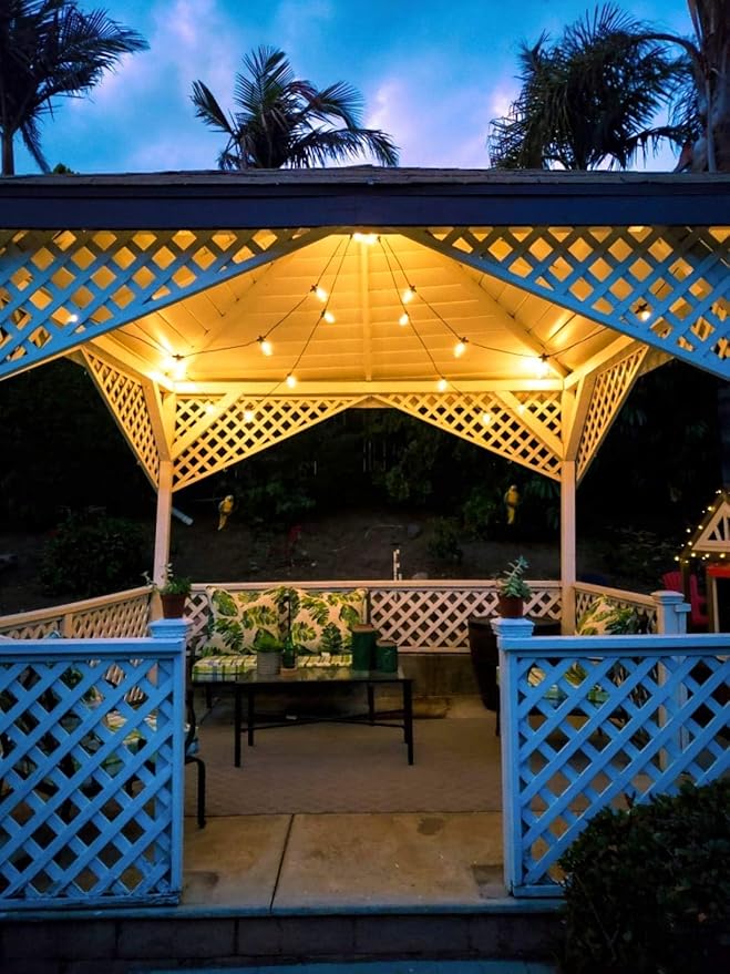 Brightech Bundle: 15 Hooks Ambience Pro Solar Powered Outdoor String Lights, 48 ft Commercial Grade Waterproof Patio Lights, 15 Edison Bulbs, Shatterproof LED String Lights for Outside, Porch - 1