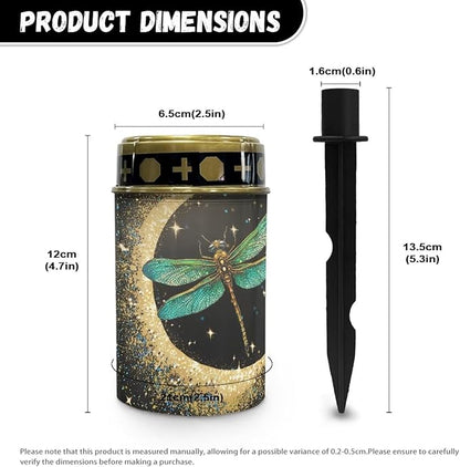 Outdoor Solar Garden Lights,Moon and Green Butterfly Waterproof Solar Outdoor Lights,Solar Stake Lights for Cemetery Grave Garden Patio Yard Lawn Decoration