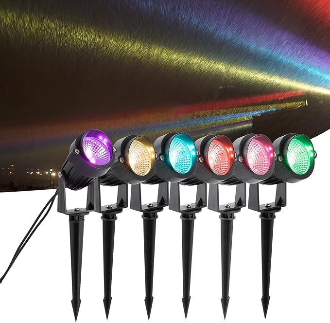 6PSC Solar Pathway Lights,Pattern Switching Solar Lights Outdoor,Color-Changing Landscape Lighting, Garden Lamp Outdoor Lighting for Trees, Party