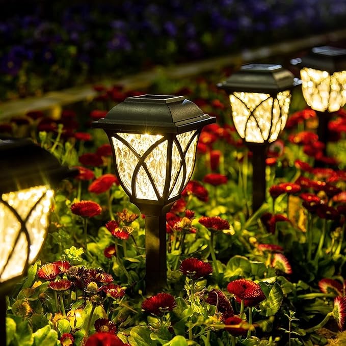 Solar Lights Outdoor Garden 6 Pack LED Garden Waterproof Pathway for Yard Patio Landscape Walkway(Warm White)