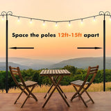 Goplus String Light Pole for Outside, 2 Pack 10ft Outdoor Metal Poles with Hooks for Hanging String Lights, Heavy | Lumora