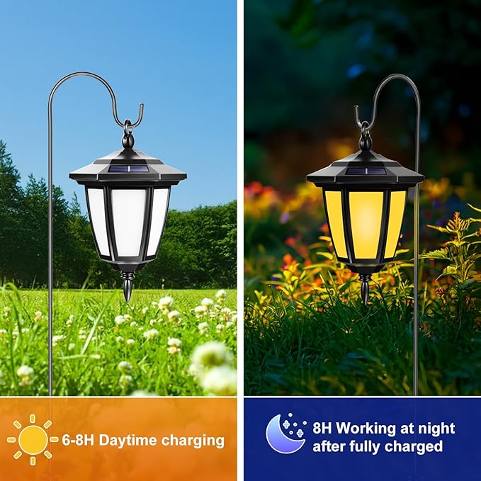 Viewsun 34 Inch Solar Hanging Lights, Shepherd Hook Lights with 4 Lighting Modes Waterproof Outdoor Decorative | Lumora