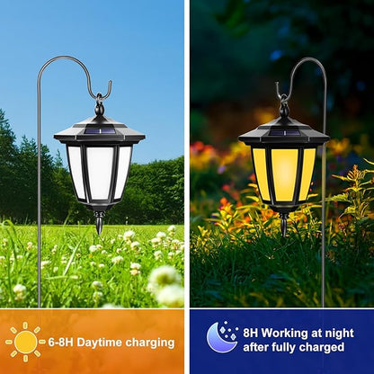 Viewsun 34 Inch Solar Hanging Lights, Shepherd Hook Lights with 4 Lighting Modes Waterproof Outdoor Decorative Solar Lantern Lights for Garden Decor, Patio, Backyard, Pathway, 6 Pack