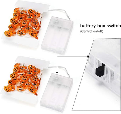 Halloween Pumpkin Lights, 4 Packs 13.5ft 40 LED Battery Operated Led Pumpkin String Lights, Waterproof Orange String Lights for Indoor/Outdoor, Wedding, Bedroom, Home, Window, Halloween Decorations