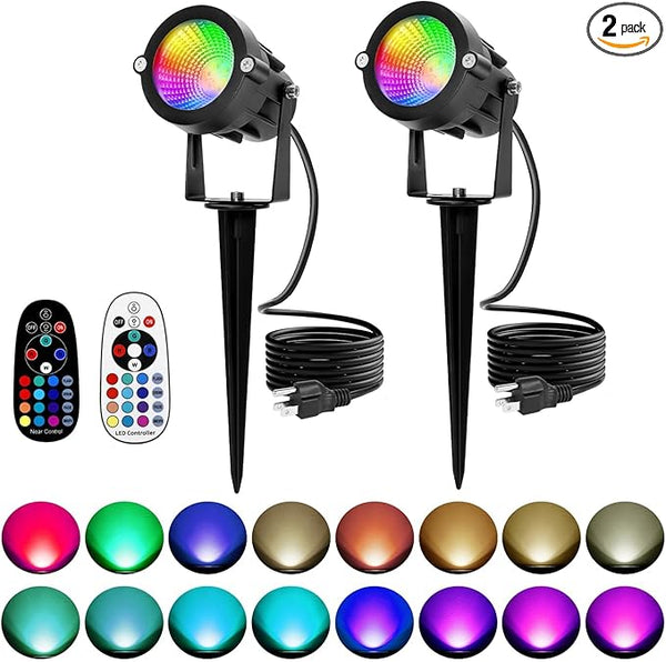Chrisrmas Spot Lights Outdoor 12W RGBW Color Changing Landscape Lights with Remote Control 120V RGB Landscape | Lumora