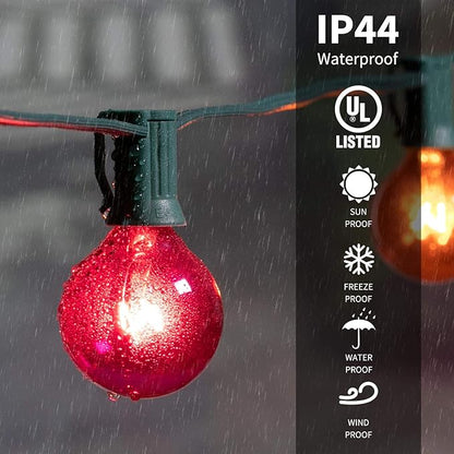 G40 Christmas Lights Colored String Lights Outdoor 25FT with 25 Transparent Multicolor Globe Bulbs, UL Listed Christmas Lights Outside Large Bulb Multi Colored for Patio Backyard Christmas Decoration
