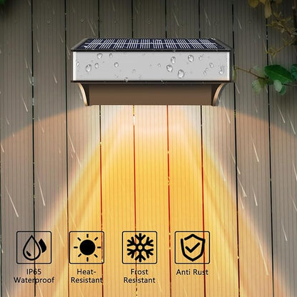 Solar Fence Lights Outdoor 12 Pack, LED Step Lights with 9 Lighting Options, Stainless Steel & IP65 Waterproof, Dusk to Dawn, Solar-Powered Wall Lamps for Outside, Deck, Steps, Patio, Backyard Decor
