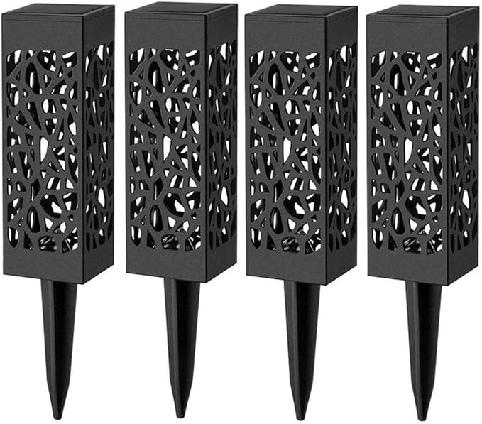 Ulalaza 4Pcs Solar Pathway Lights Retro Hollow Ground Light LED Outdoor Lighting Lights for Path Landscape Lawn Yard (White)