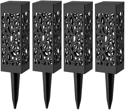 Ulalaza 4Pcs Solar Pathway Lights Retro Hollow Ground Light LED Outdoor Lighting Lights for Path Landscape Lawn Yard (White)
