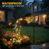 Solar Garden Lights Outdoor Decoration, Metal Solar Watering Can Lights Outdoor Waterproof, Small Patio Light Yard | Lumora