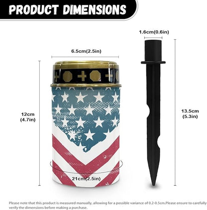 American Flag Solar Powered Lights Multipurpose Solar Garden Stake Lights Cemetery Decorations for Grave Decorative Memorial Lights Gravesite Decor for Loss of Loved One