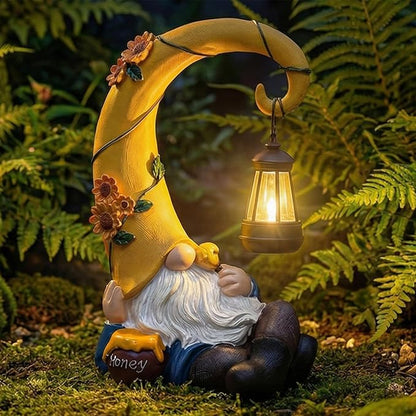 Lavezee Garden Gnomes Outdoor, Funny Gnome Statue with Solar Lantern for Yard, Patio, Lawn Graden Decor, Relaxing Gnome Gifts for Grandma Mom Women