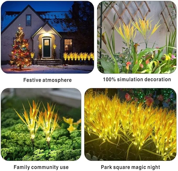 Outdoor Solar Lights Garden Lights Wheat Flowers Solar Powered Waterproof Outdoor Lights for Garden Patio Yard Pathway Decoration,2 Pack