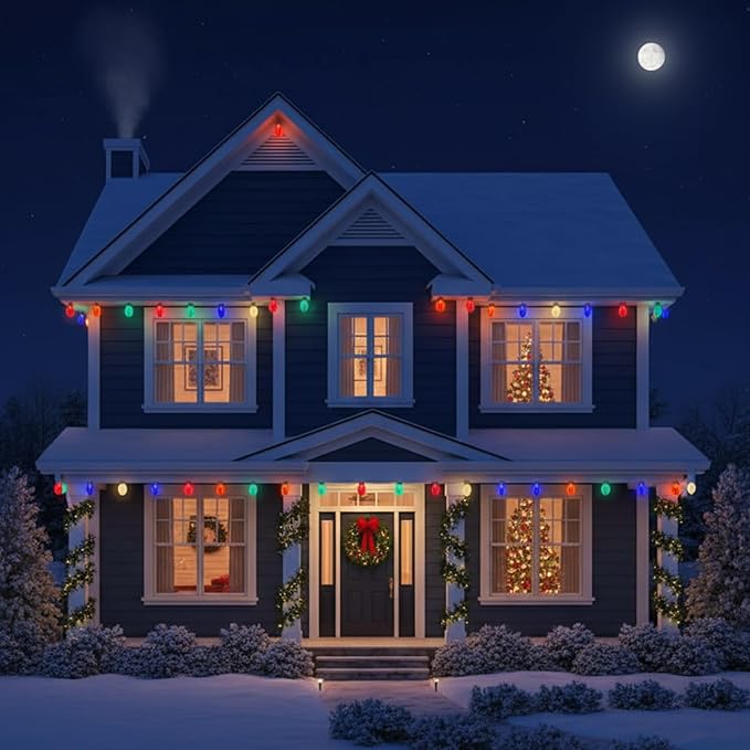 Jumbo Christmas Lights Outdoor, 16ft Multicolor Giant Bulb String Lights for Holiday Décor, Durable Waterproof LED | Lumora