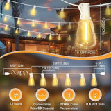 LAMPHOME Outdoor String Lights, 26FT Patio Lights with 12+1 ST38 LED Edison Bulbs (1 Spare), Connectable String | Lumora