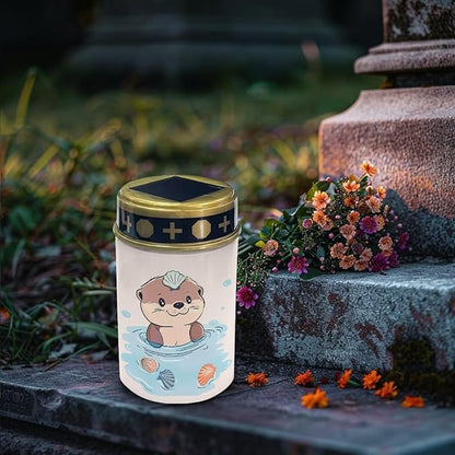 Cute Otter Solar Stake Lights, Outdoor Garden Lights,Cemetery Decorations for Grave,Memorial Gifts for Mother,Yard Lawn Garden Patio Christmas Decor