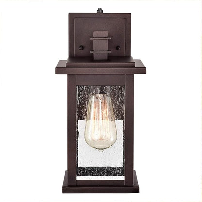MICSIU 12.25" Dusk to Dawn Outdoor Wall Light, Oil Rubbed Bronze Exterior Wall Sconce with Clear Seedy Glass, Anti-Rust Porch Light Fixtures for House, Garage, Patio, E26 Base, ETL Listed