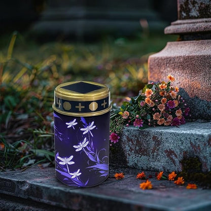 Dragonflies Solar Light Outdoor for Cemetery, Waterproof Garden Lights Solar Powered, Solar Lights for Garden, Balcony, Yard, Gifts for Memorial