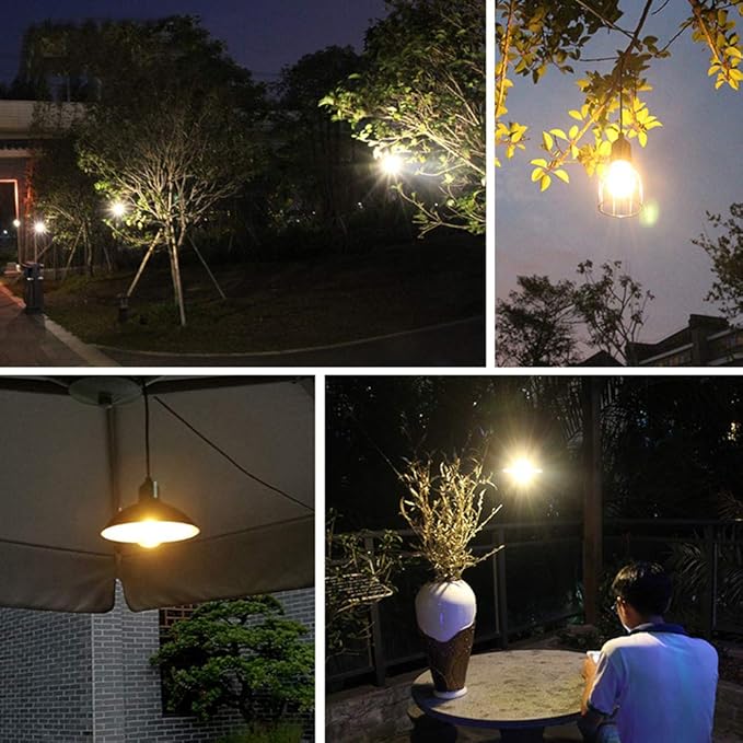 Lixada Solar Pendant Light Outdoor Hanging Light Shed Light with E27 Industrial Edison Bulb IP65 Waterproof for | Lumora