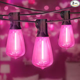 LAMPHOME 2-Pack 26Ft ST38 Pink Valentine's Day Patio Lights ，Outdoor String Lights with 12+1 ST38 Edison Bulbs | Lumora