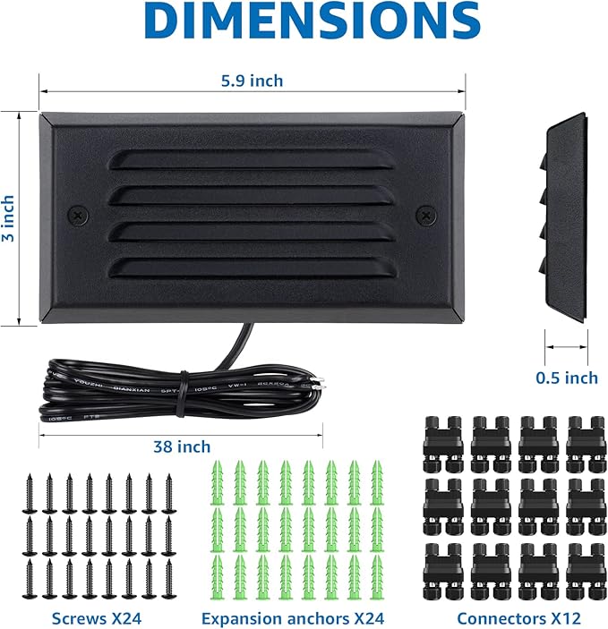 SUNVIE LED Low Voltage Step Lights 3000k Step Light Outdoor 5W Low Voltage Deck Lights with Horizontal Louver | Lumora