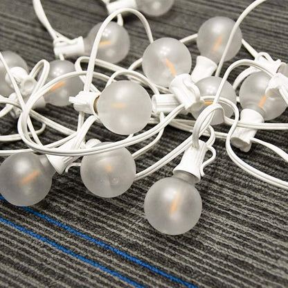 25Ft G40 LED Outdoor Christmas Frosted White String Lights with 27 G40 White Pearl Shatterproof Bulbs, Connectable Vintage Christmas Globe Patio Lights for Holiday Wedding Party Café Porch Party-White