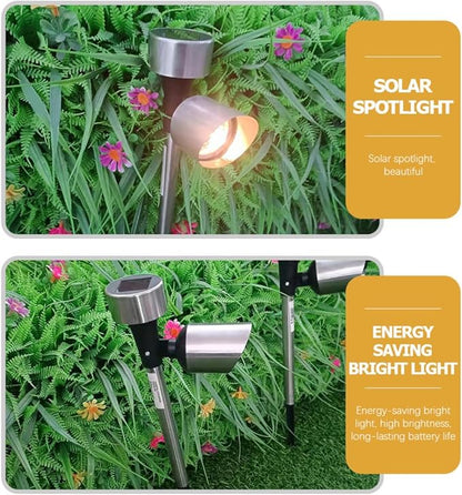 2 Pieces Warm White LED Solar Lawn Lights Outdoor Waterproof Garden Pathway Stake Lights for Yard Landscape Lighting with Integrated Solar Panel