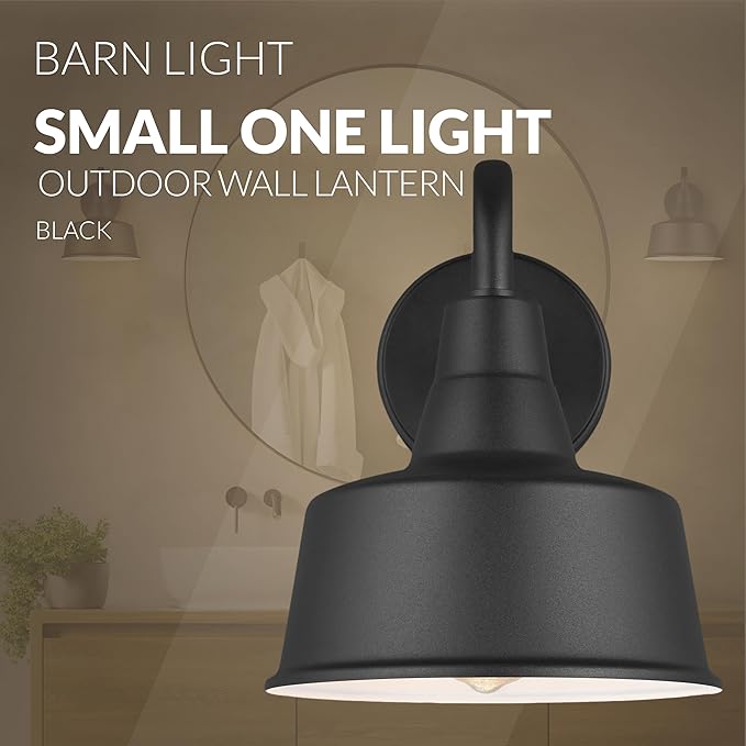 Sea Gull Lighting 8537401EN3-12 Barn Light Outdoor Wall Sconce, 9.5 Watts, Black, Small one Light